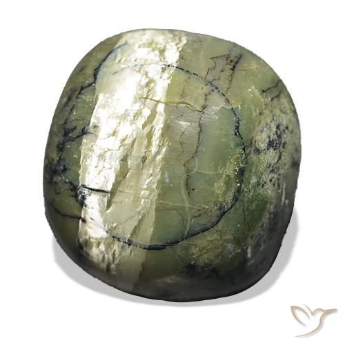 Opale œil de chat Vert jaunâtre naturelle Coussin, 28.96 ct, Opaque