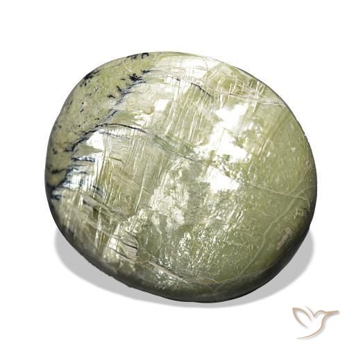 Opale œil de chat Vert jaunâtre naturelle Coussin, 25.90 ct, Opaque