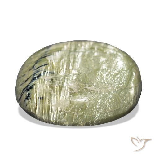 Opale œil de chat Vert jaunâtre naturelle Coussin, 25.90 ct, Opaque