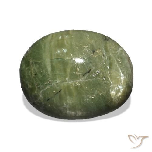 Opale œil de chat Vert chaud naturelle ovale, 3.42 ct, Opaque