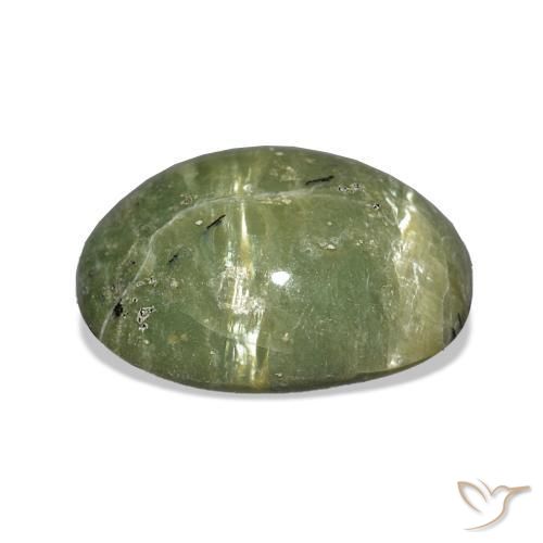 Opale œil de chat Vert chaud naturelle ovale, 3.42 ct, Opaque