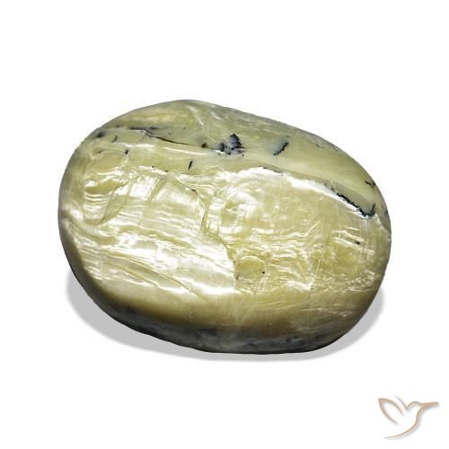 Opale œil de chat Vert chaud naturelle ovale, 11.66 ct, Opaque