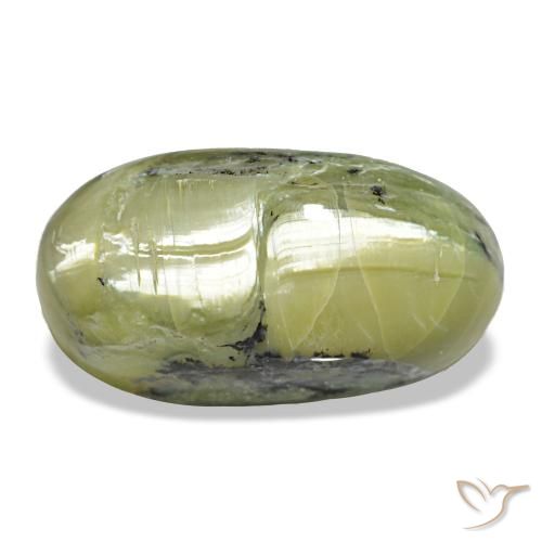 Cat's eye opal vert naturelle coupe ovale, 9,66 ct, opaque