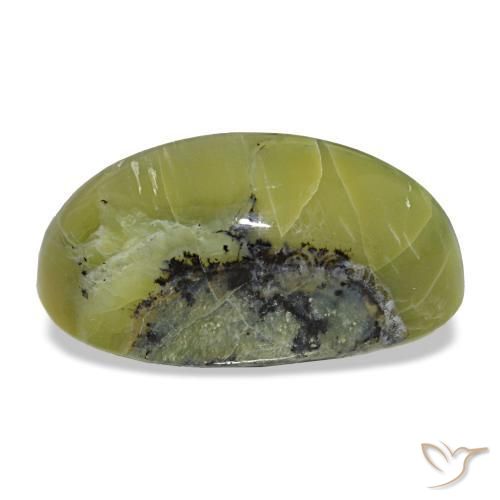 Cat's eye opal vert naturelle coupe ovale, 9,66 ct, opaque