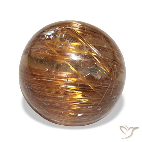 Cat's eye rutile quartz orange de 3,91 ct, rond, translucide