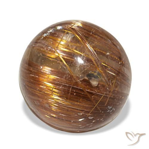 Cat's eye rutile quartz orange naturelle coupe roude, 3,91 ct, translucide