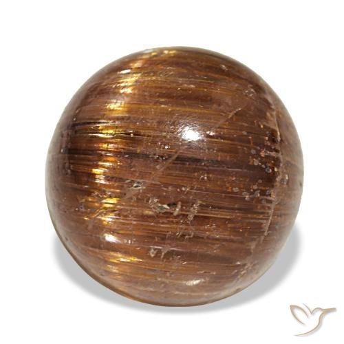 Cat's eye rutile quartz orange naturelle coupe roude, 5,21 ct, translucide