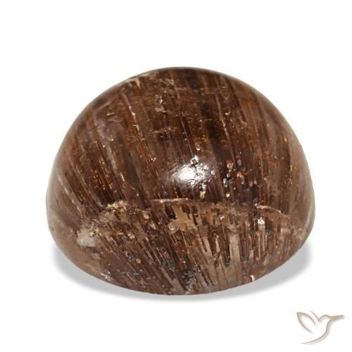 Cat's eye rutile quartz orange naturelle coupe roude, 5,21 ct, translucide