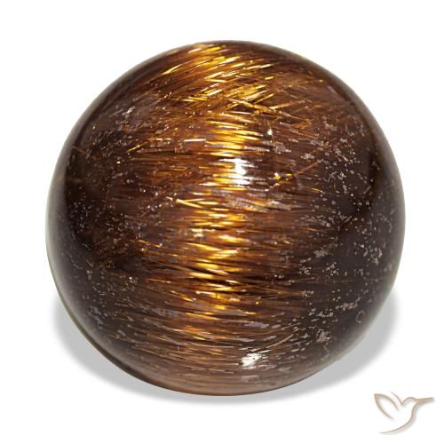 Cat's eye rutile quartz orange de 19,68 ct, rond, opaque