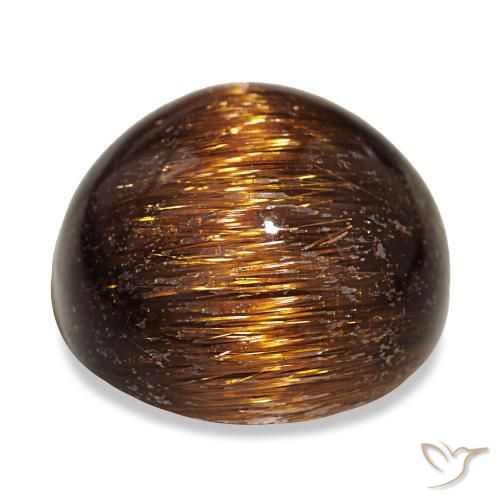 Cat's eye rutile quartz orange naturelle coupe roude, 19,68 ct, opaque