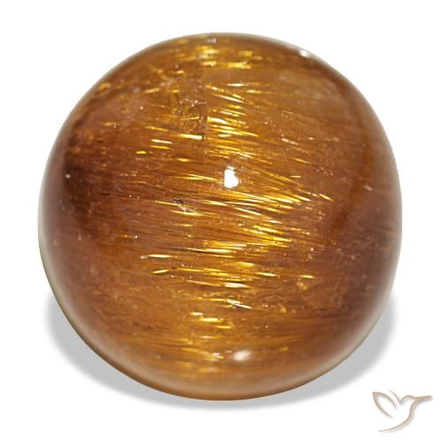 Cat's eye rutile quartz orange de 17,93 ct, rond, opaque