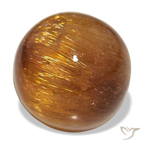 Cat's eye rutile quartz orange naturelle coupe roude, 17,93 ct, opaque