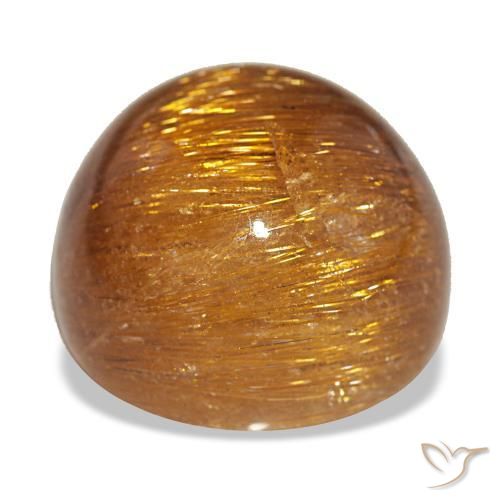 Cat's eye rutile quartz orange naturelle coupe roude, 17,93 ct, opaque