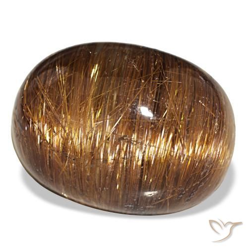 Cat's eye rutile quartz orange naturelle coupe ovale, 44,01 ct, translucide