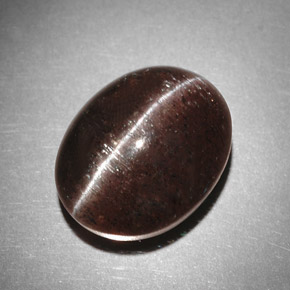 Cat's eye scapolite marron naturelle coupe ovale, 9,31 ct, translucide