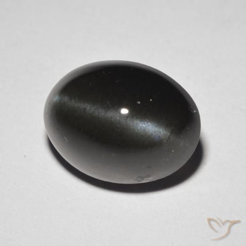 Scapolite œil de chat Brun chocolat noir naturelle ovale, 5.85 ct, Translucide