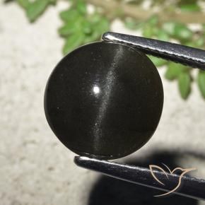 Scapolite œil de chat Noire naturelle Tour, 6.48 ct, Translucide