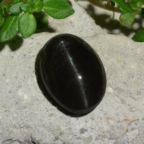 Scapolite œil de chat Noire naturelle ovale, 5.12 ct, Translucide