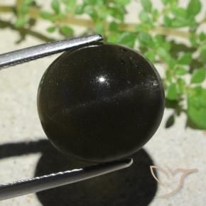 Scapolite œil de chat Noire naturelle ovale, 14.13 ct, Opaque