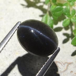 Scapolite œil de chat Noire naturelle ovale, 2.85 ct, Opaque