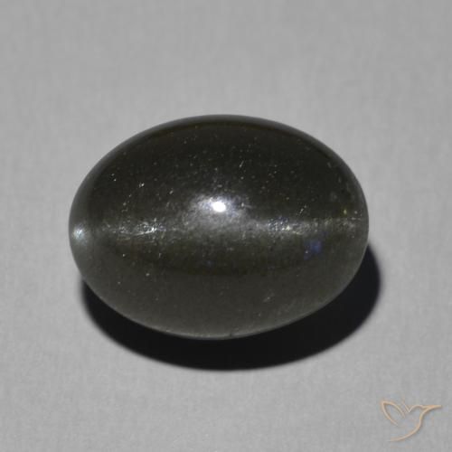 5.16ct Naturel Noire Scapolite œil de chat, ovale, Translucide