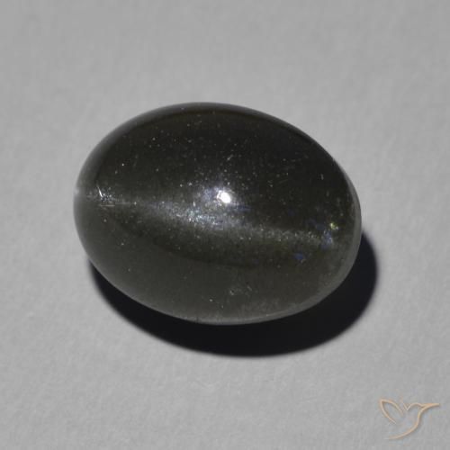 Scapolite œil de chat Noire naturelle ovale, 5.16 ct, Translucide