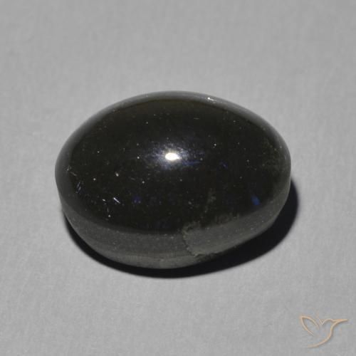 Scapolite œil de chat Noire naturelle ovale, 5.16 ct, Translucide