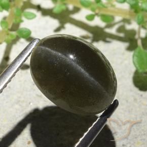 Cat's eye scapolite marron naturelle coupe ovale, 4,66 ct, translucide