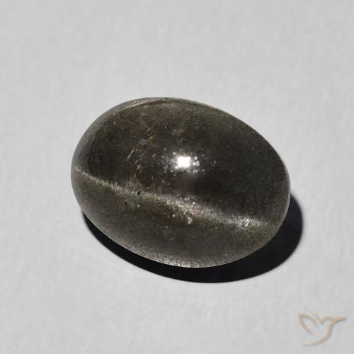 Scapolite œil de chat Noire naturelle ovale, 3.41 ct, Translucide