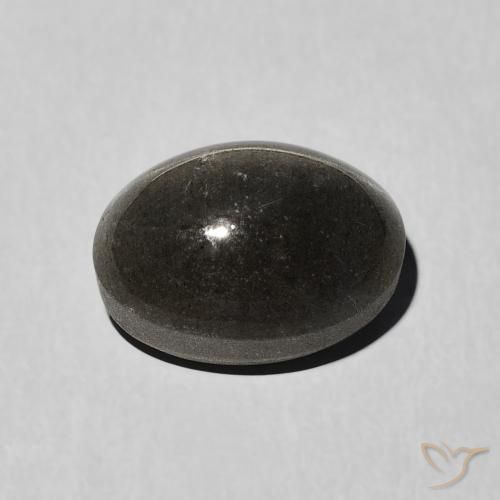 Scapolite œil de chat Noire naturelle ovale, 3.41 ct, Translucide