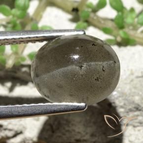 Scapolite œil de chat Gris foncé naturelle ovale, 3.81 ct, Translucide