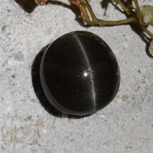 2.34ct Naturel Noire Scapolite œil de chat, Tour, Translucide