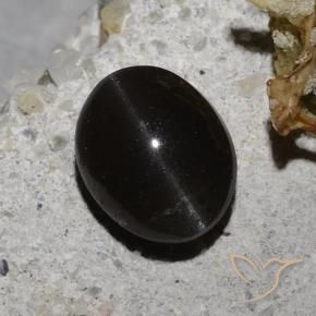 Scapolite œil de chat Noire naturelle ovale, 2.35 ct, Translucide