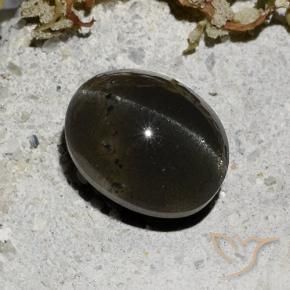 Scapolite œil de chat Noire naturelle ovale, 3.32 ct, Translucide