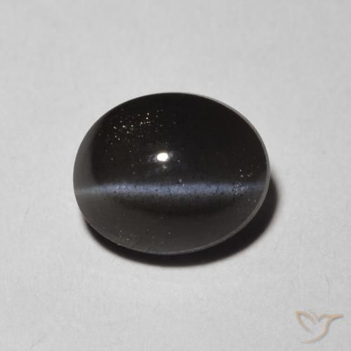 1.47ct Naturel Noire Scapolite œil de chat, ovale, Translucide