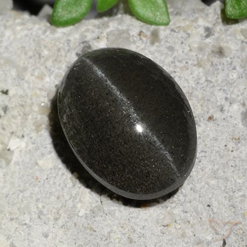 2.15ct Naturel Noire Scapolite œil de chat, ovale, Translucide