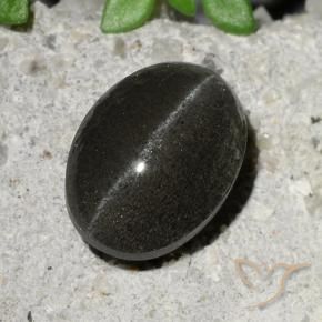 Scapolite œil de chat Noire naturelle ovale, 2.15 ct, Translucide