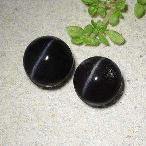 Achetez naturel 3.83ct Noire Scapolite œil de chat gems, Coupe roude, En provenance Madagascar chez GemSelect. En stock, livraison internationale!