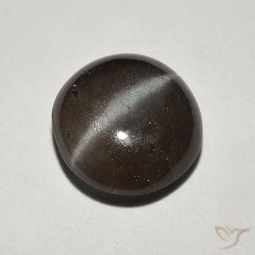 Scapolite œil de chat Noire naturelle Coupe roude, 1.78 ct, Translucide