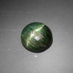 Cat's eye tourmaline vert naturelle coupe roude, 0,87 ct, opaque
