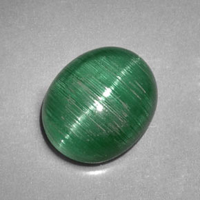 Cat's eye tourmaline vert naturelle transparent, 2,09 ct, transparent / translucide