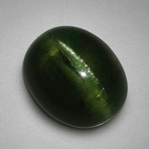 Cat's eye tourmaline vert naturelle coupe ovale, 5,99 ct, translucide