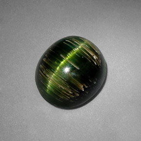 Cat's eye tourmaline vert naturelle coupe ovale, 3,24 ct, translucide