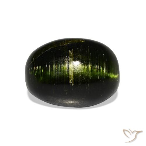 Tourmaline œil de chat Vert terreux profond naturelle Coupe ovale, 5.24 ct, Opaque