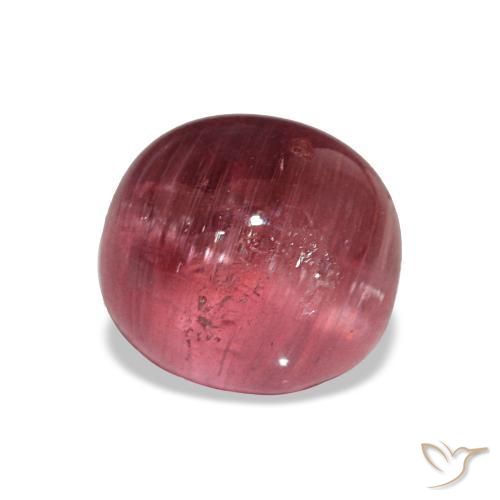 Tourmaline œil de chat Rose foncé naturelle Coupe ovale, 7.27 ct, Translucide