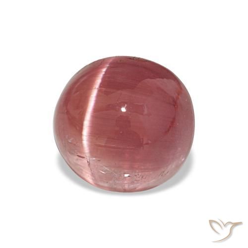 Tourmaline œil de chat Rouge violacé naturelle Coupe ovale, 4.93 ct, Translucide