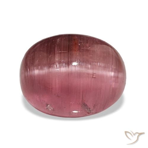 Tourmaline œil de chat Rose rougeâtre naturelle Coupe ovale, 6.47 ct, Translucide
