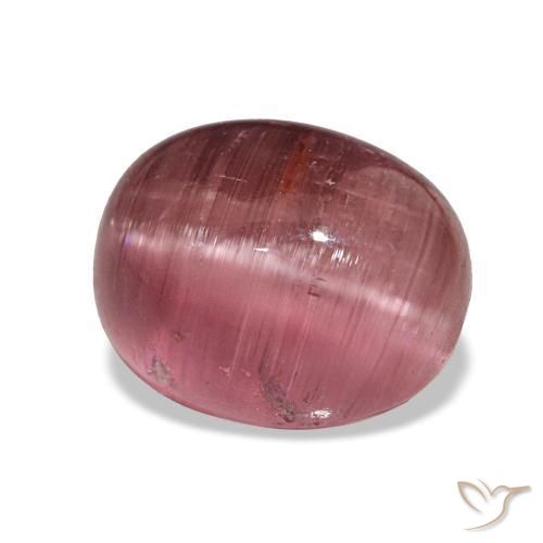 Tourmaline œil de chat Rose rougeâtre naturelle Coupe ovale, 6.47 ct, Translucide