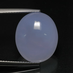 Calcédoine bleue naturelle coupe ovale, 12,69 ct, translucide