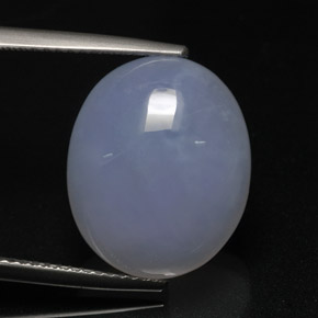 Calcédoine bleue naturelle coupe ovale, 12,71 ct, translucide
